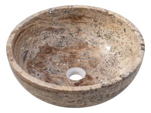 Valencia Traverten Dolgulu Cilalı 40.6 cm Çanak Lavabo - Bej