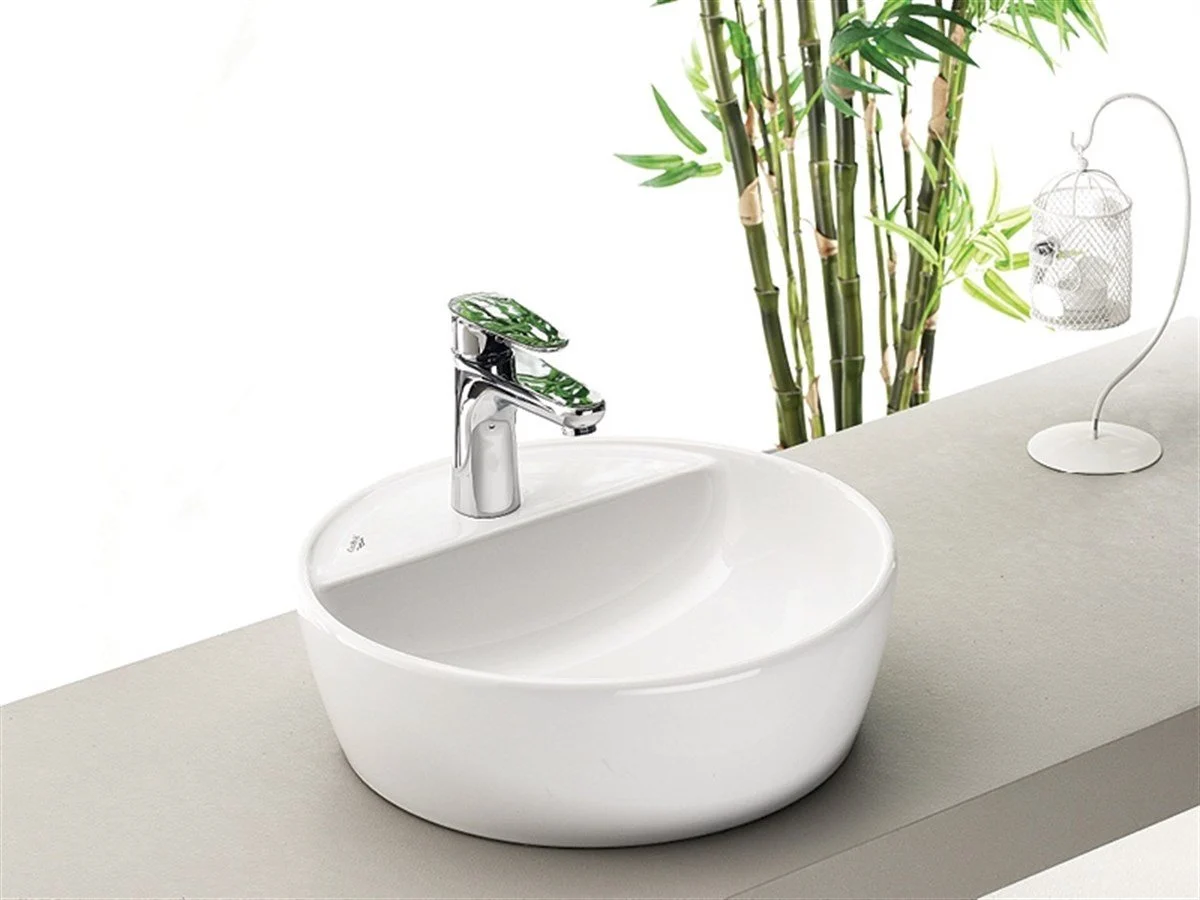 Turkuaz Cerastyle One Tezgah Üstü Batarya Delikli Lavabo 42Cm 076400-U - Görsel 2
